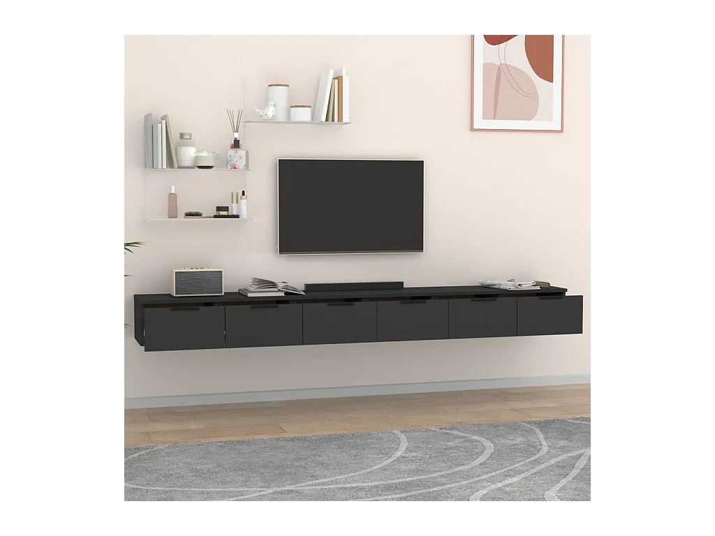 Pensili 2 pezzi neri 102x30x20 cm in legno ingegnerizzato