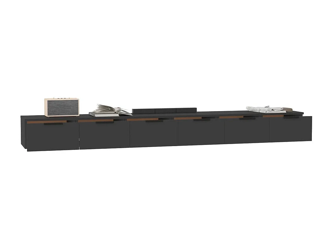 Pensili 2 pezzi neri 102x30x20 cm in legno ingegnerizzato