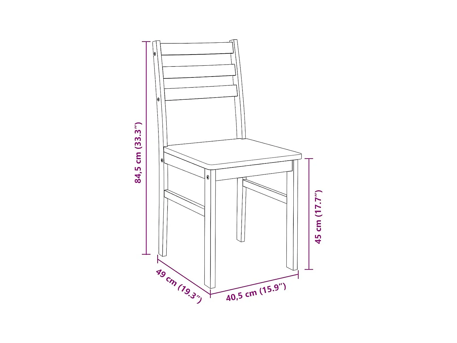 Chaises à manger 2 pcs bois massif caoutchouc