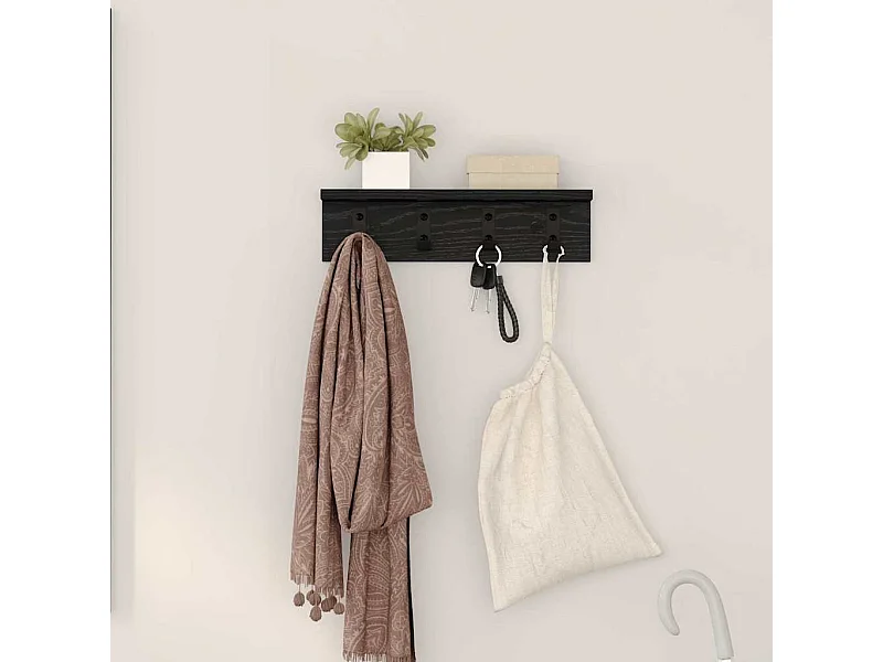 Perchero de pared con estante Roble negro 40 x 10,5 x 10,5 cm