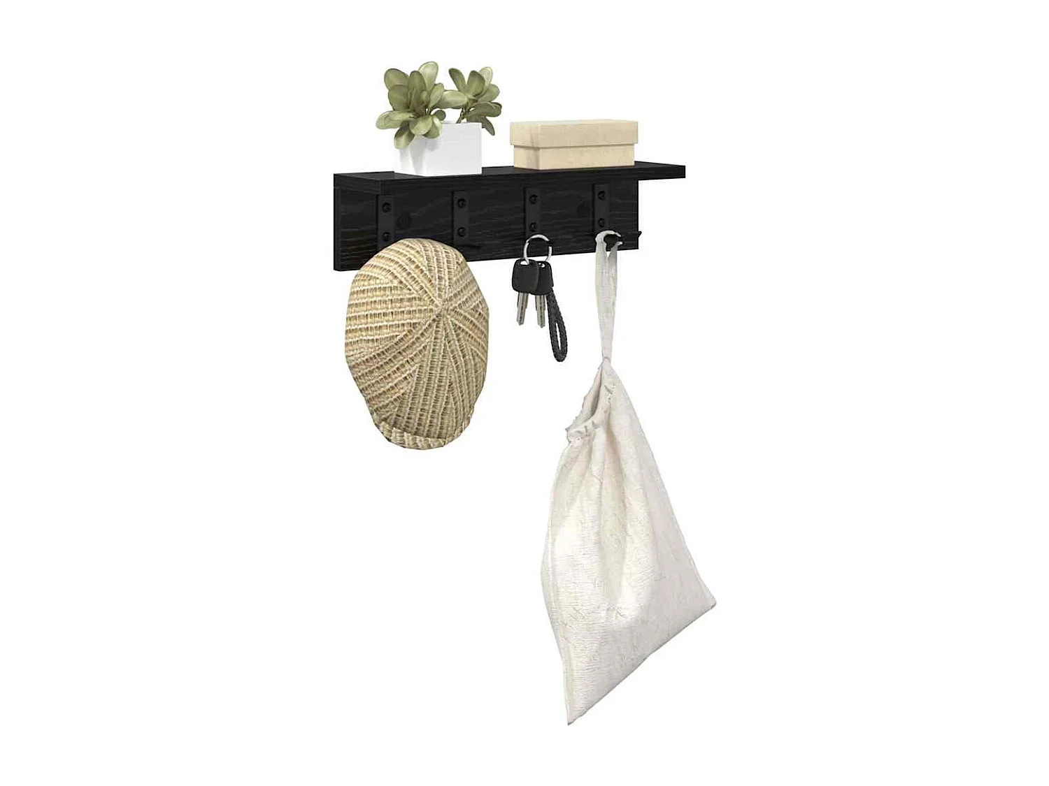 Wandkapstok met plank Zwart eiken 40 x 10,5 x 10,5 cm