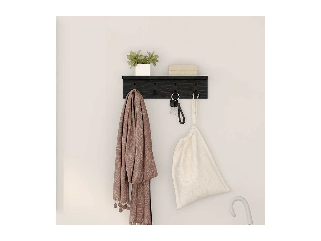 Porte-manteau mural avec étagère Chêne noir 40 x 10.5 x 10.5 cm