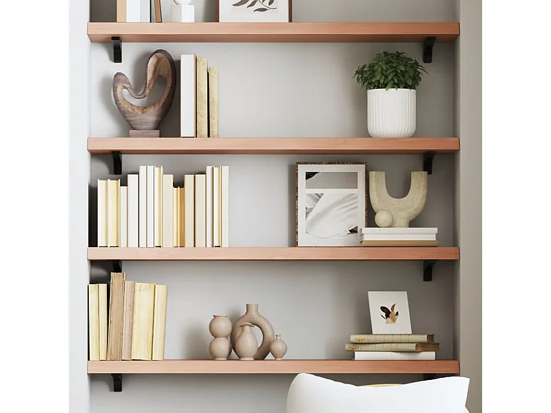 Mensola da parete marrone chiaro 80x20x4 cm in legno massello di rovere trattato