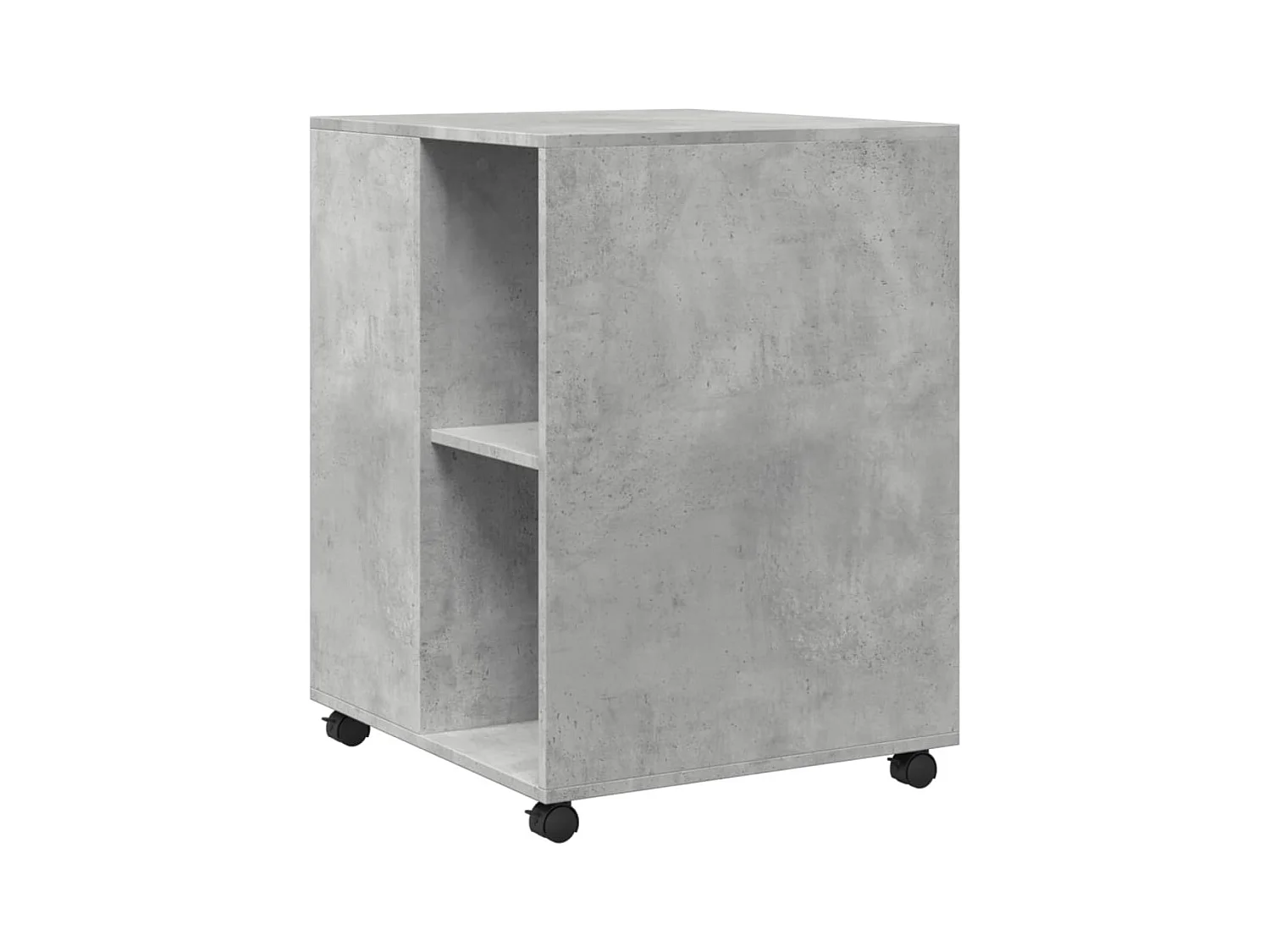 Betongrijze bewerkte houten bijzettafel met wielen