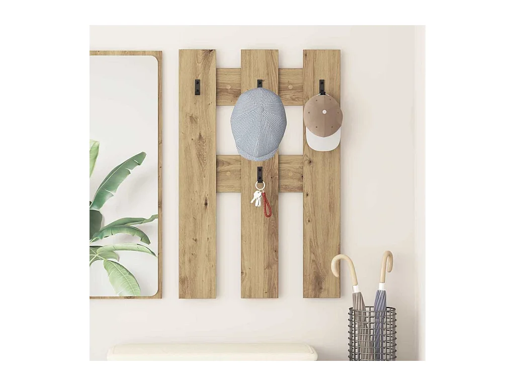 Handgemaakte eikenhouten wandkapstok 65 x 3 x 100 cm