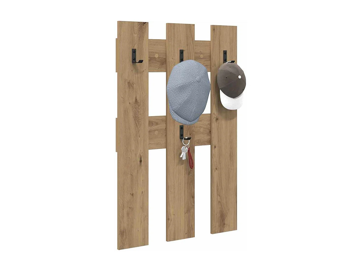 Handgemaakte eikenhouten wandkapstok 65 x 3 x 100 cm