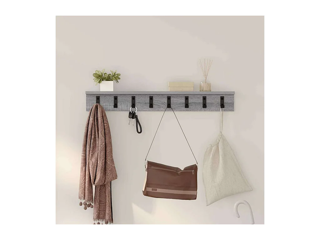 Appendiabiti da parete Sonoma grigio 80 x 10,5 x 10,5 cm