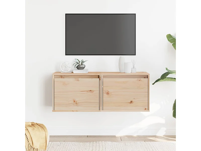 Armarios de pared 2 uds 45x30x35 cm Madera maciza de pino