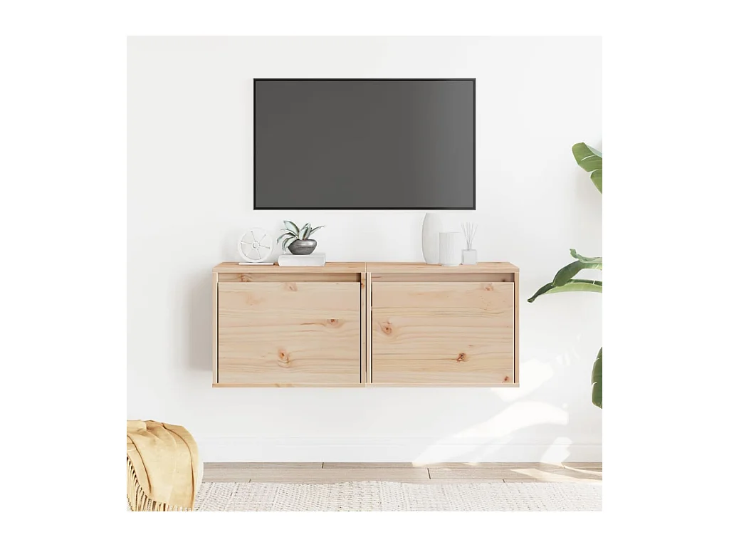 Armarios de pared 2 uds 45x30x35 cm Madera maciza de pino