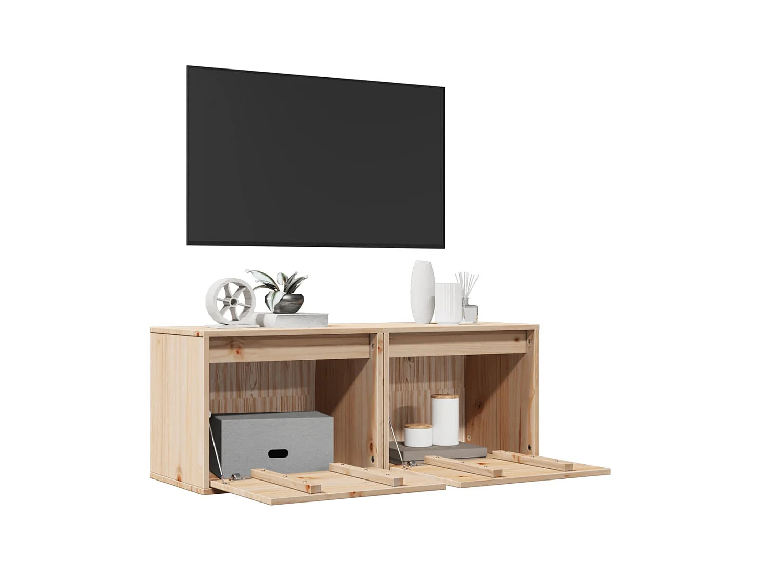 Armarios de pared 2 uds 45x30x35 cm Madera maciza de pino