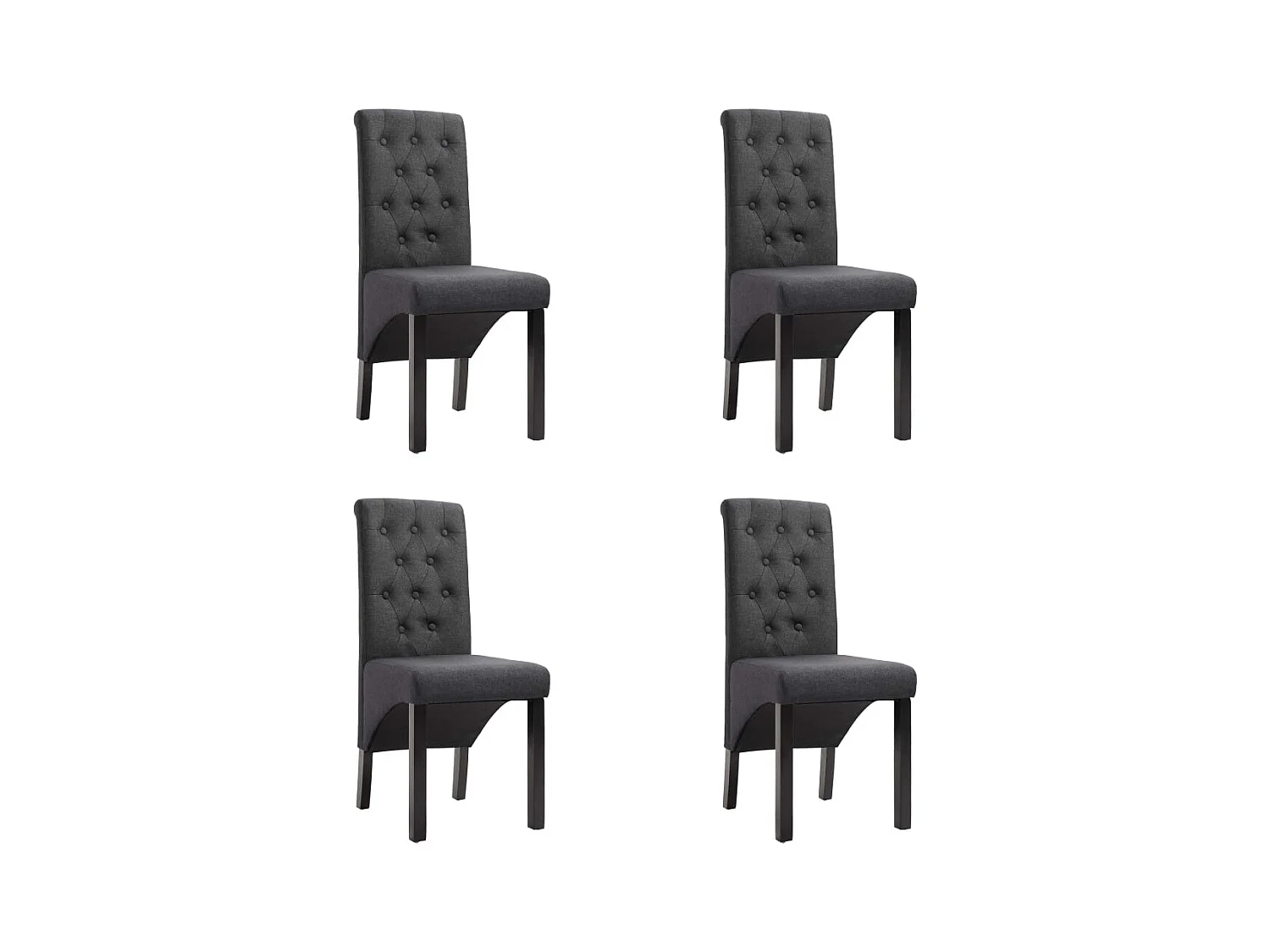 Eetkamerstoelen set van 4 donkergrijze stof