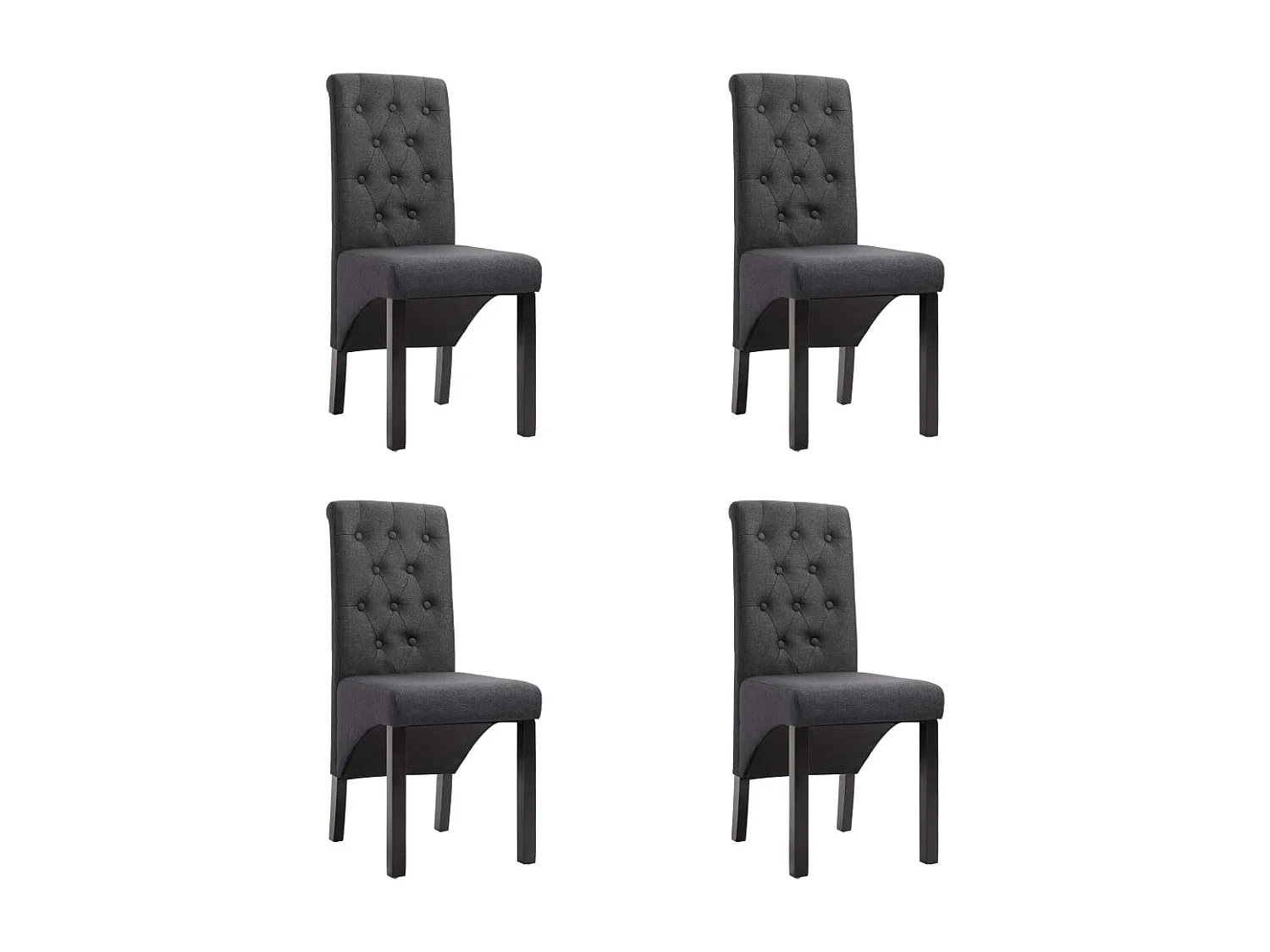 Eetkamerstoelen set van 4 donkergrijze stof
