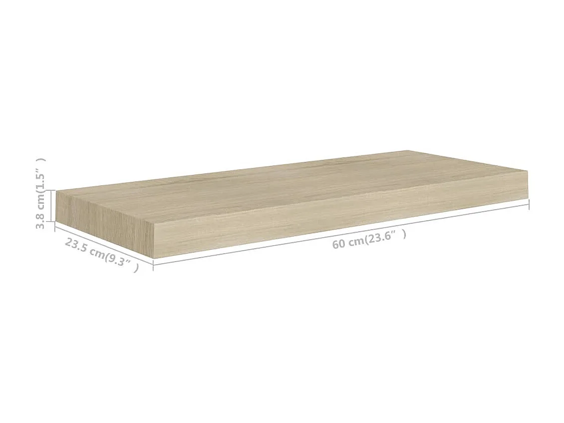 Estante flotante de pared roble 60x23,5x3,8 cm MDF