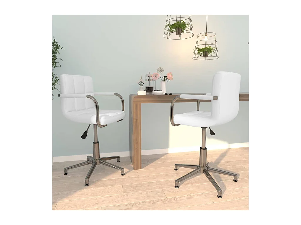 Chaises pivotantes à manger lot de 2 blanc similicuir