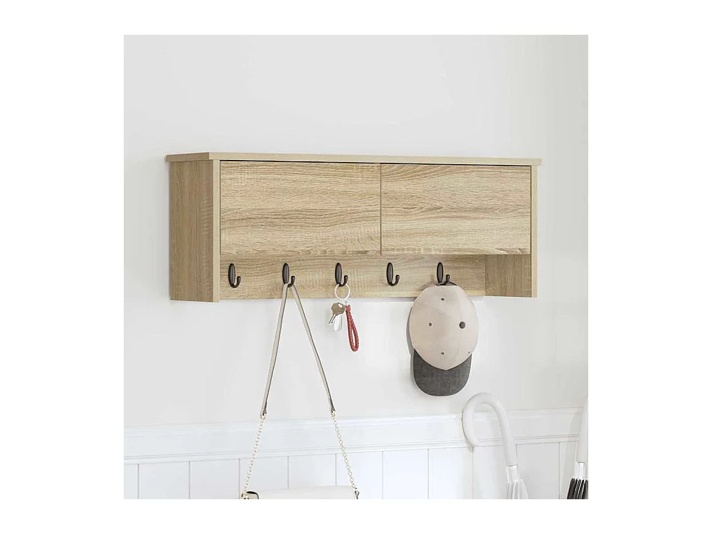 Appendiabiti da parete con ripiano in rovere Sonoma 80 x 20 x 30 cm