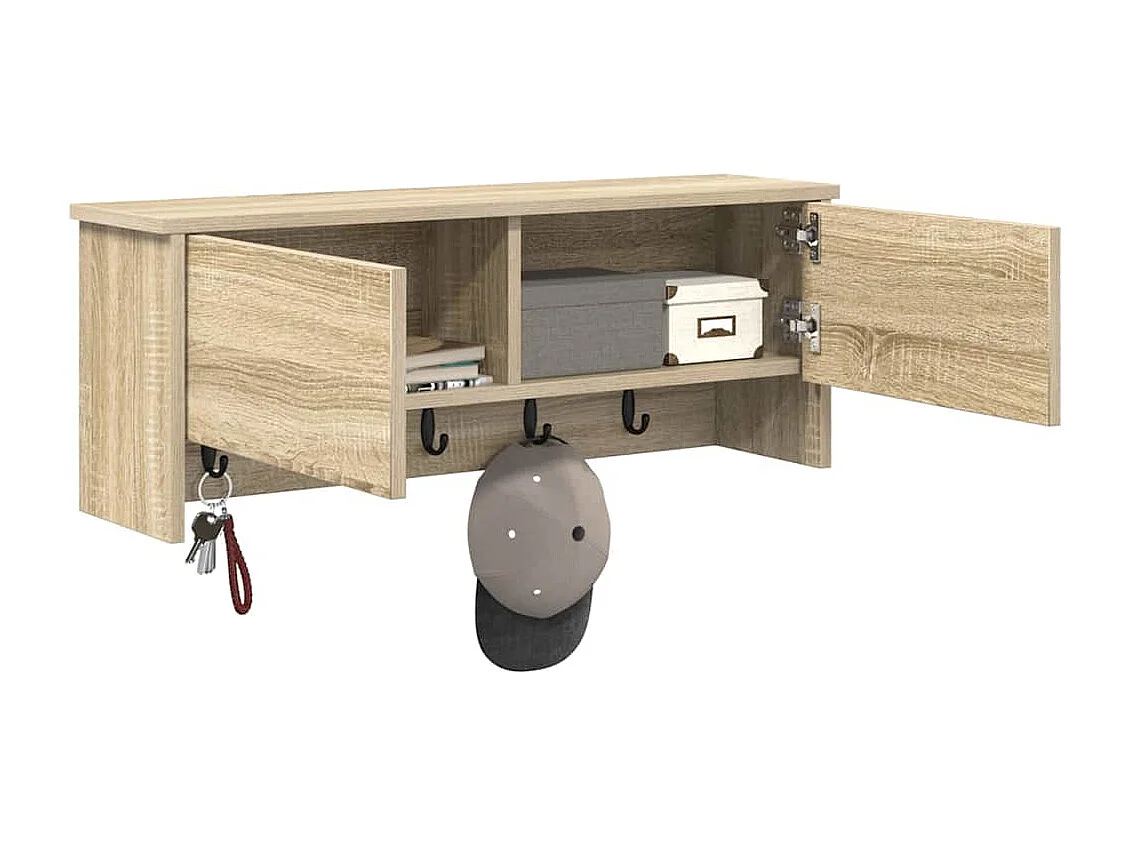 Appendiabiti da parete con ripiano in rovere Sonoma 80 x 20 x 30 cm