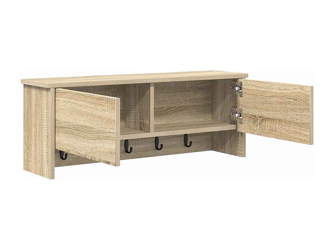 Appendiabiti da parete con ripiano in rovere Sonoma 80 x 20 x 30 cm