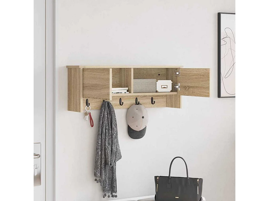 Porte-manteau mural avec étagère Chêne sonoma 80 x 20 x 30 cm
