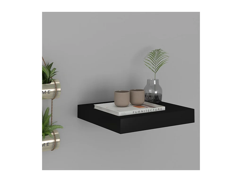 Zwarte zwevende wandplank 23x23,5x3,8 cm MDF