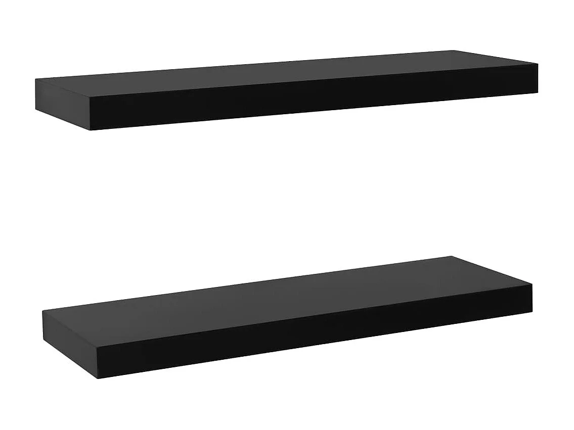 Mensole da parete sospese 2 pezzi Nero 60x20x3,8 cm