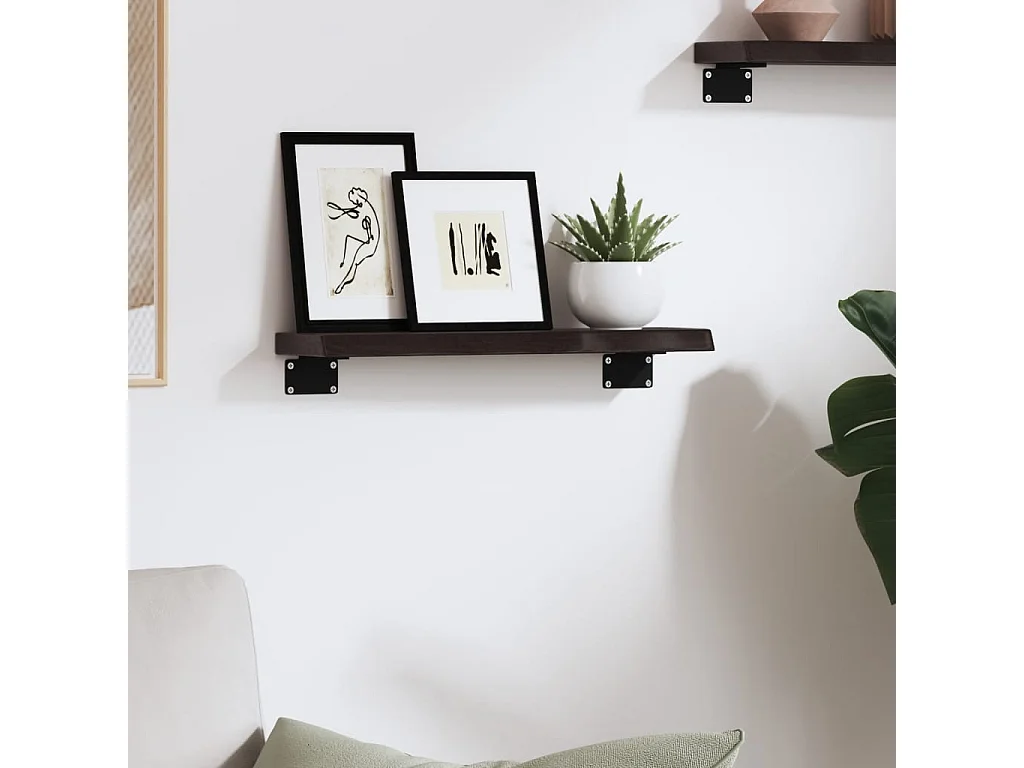 Estante de pared marrón oscuro 40x10x2 cm madera maciza de roble tratado