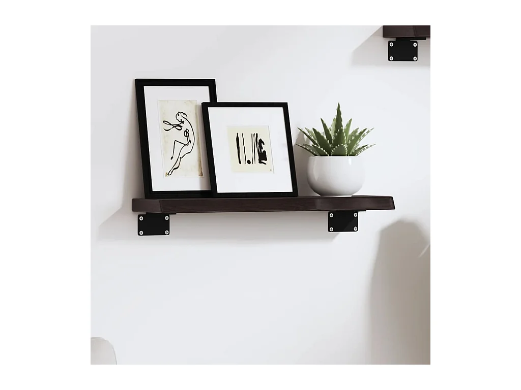 Étagère murale marron foncé 40x10x2 cm bois chêne massif traité