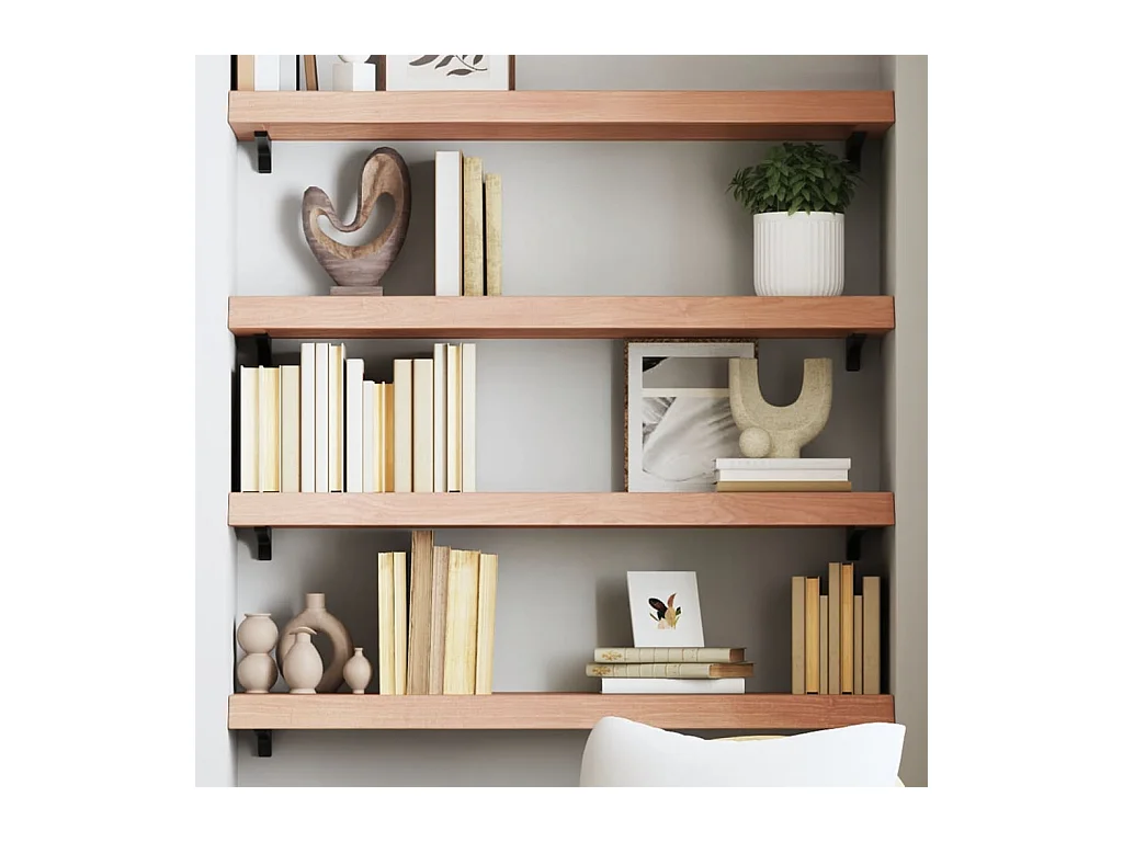 Estante de pared marrón claro en madera maciza de roble tratado