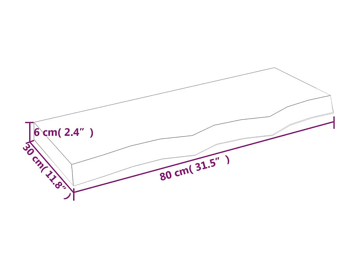 Étagère murale marron clair bois chêne massif traité