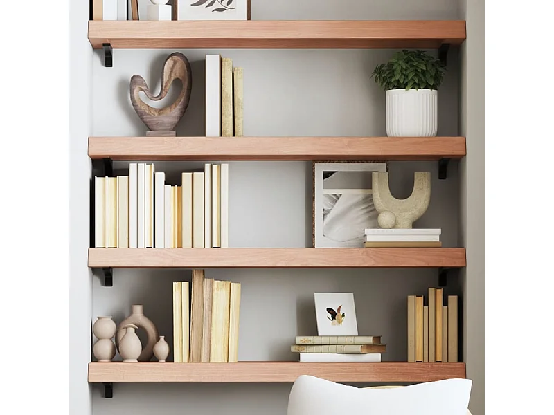 Étagère murale marron clair bois chêne massif traité