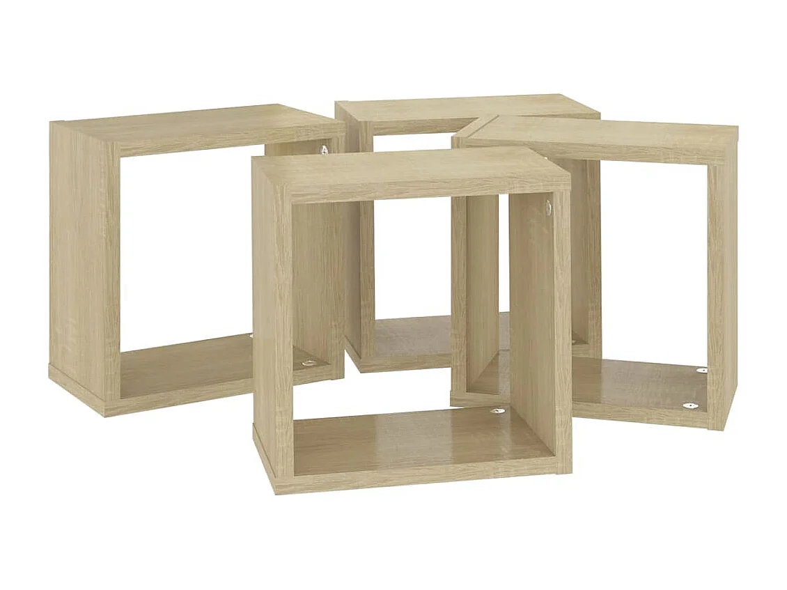 Mensole a cubo da parete 4 pezzi Rovere Sonoma 26x15x26 cm