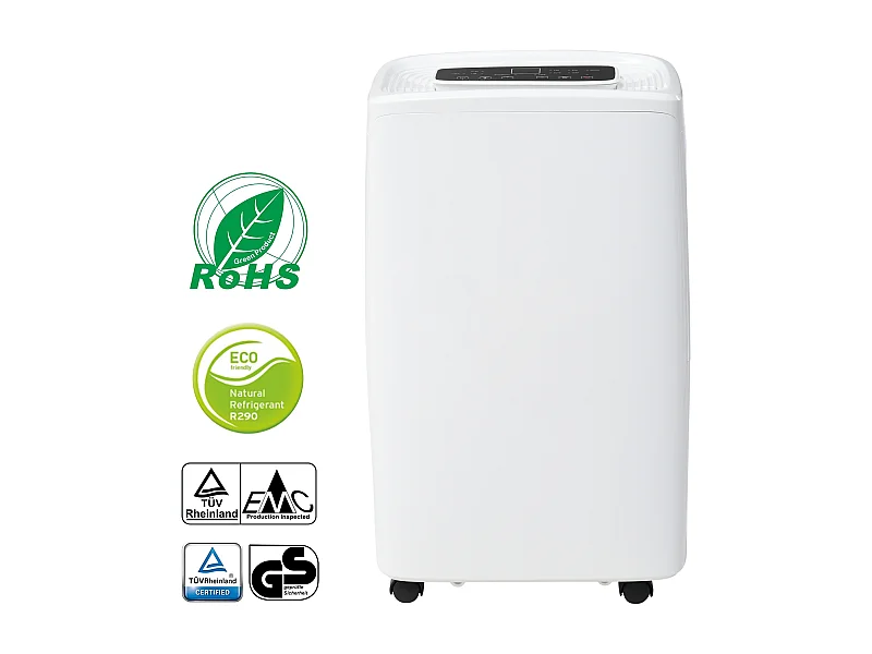 Deshumidificador 12L/día, 3 en 1, Deshumidificador, Purificador y Secador de Aire, Tanque de 1.5L, Temporizador de 24h, Pantalla LED, para 15㎡, Blanco