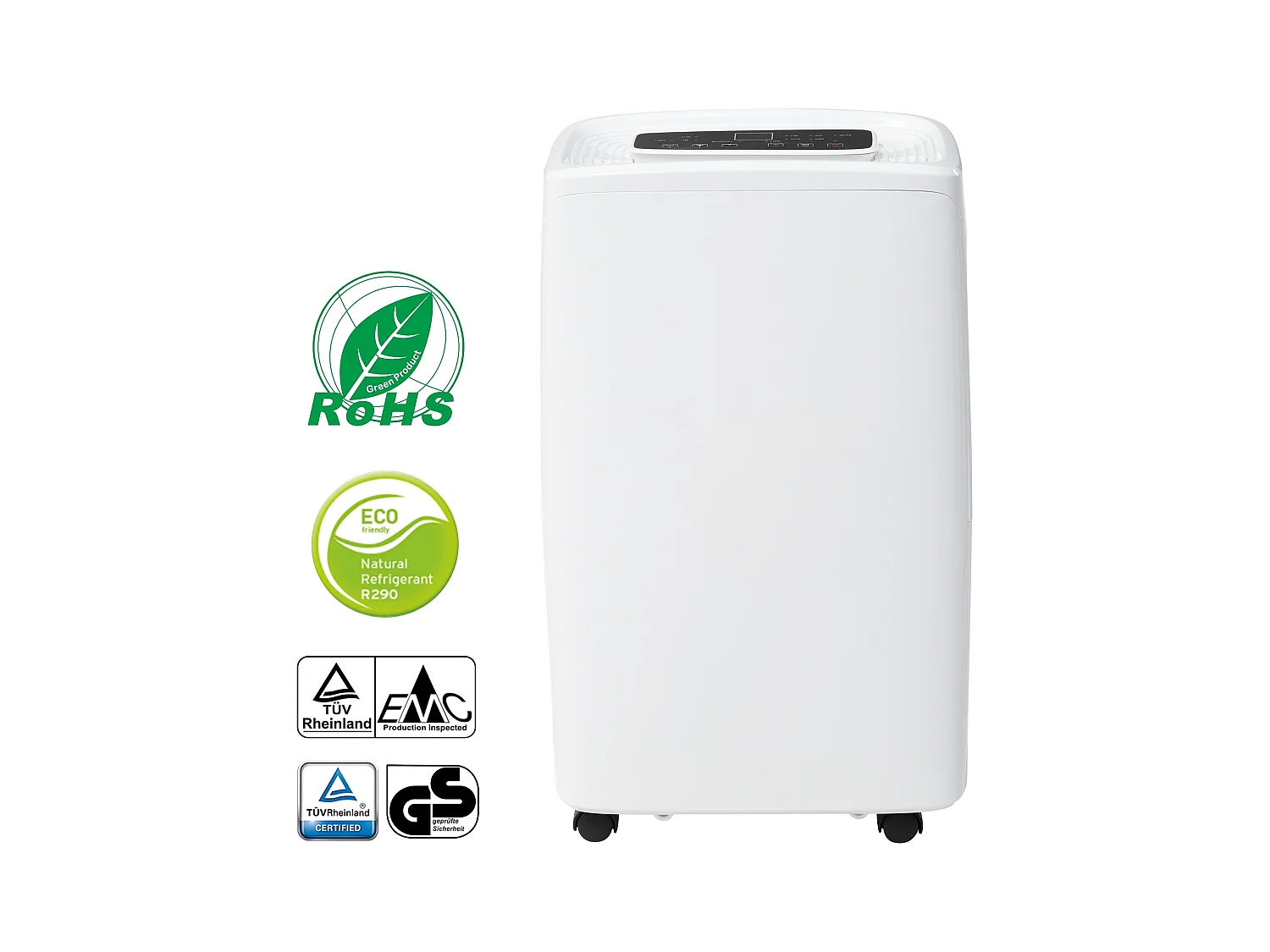 Déshumidificateur 12L/jour, 3 en 1, déshumidificateur, purificateur d'air et séchoir, réservoir de 1.5L, minuterie 24h, écran LED, pour 15㎡, Blanc