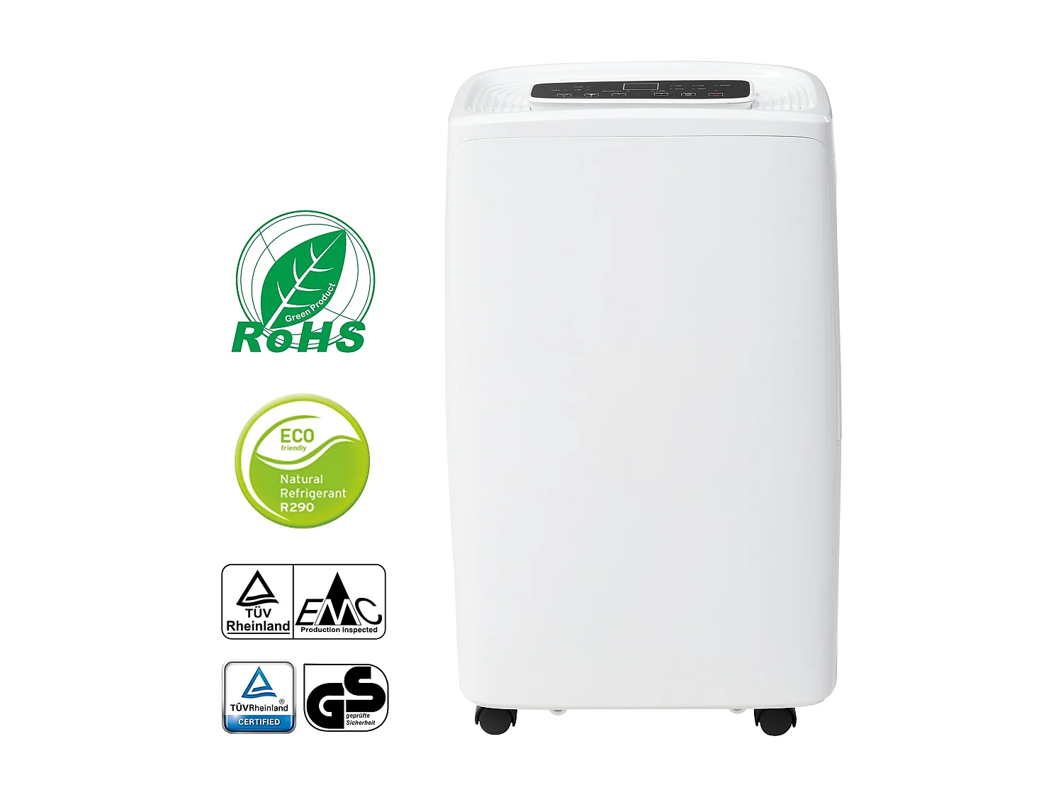 Déshumidificateur 12L/jour, 3 en 1, déshumidificateur, purificateur d'air et séchoir, réservoir de 1.5L, minuterie 24h, écran LED, pour 15㎡, Blanc