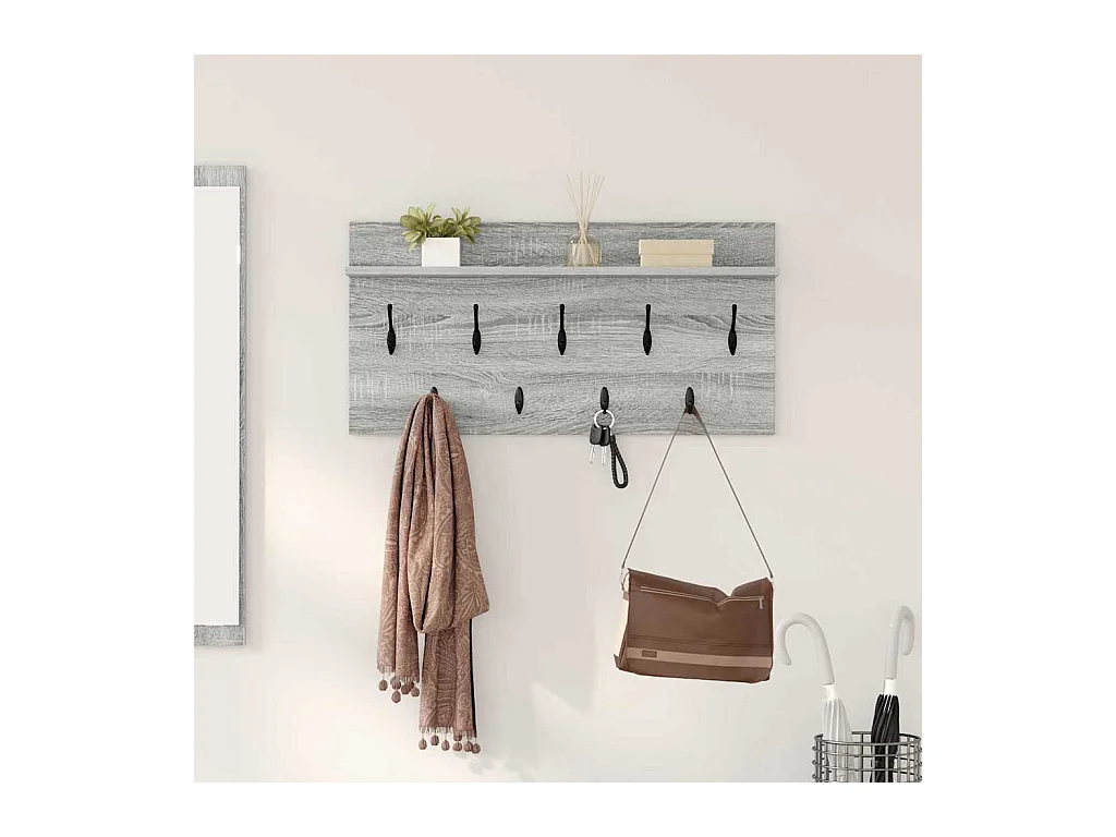 Appendiabiti da parete Sonoma con ripiano, grigio, 80 x 40 x 12 cm