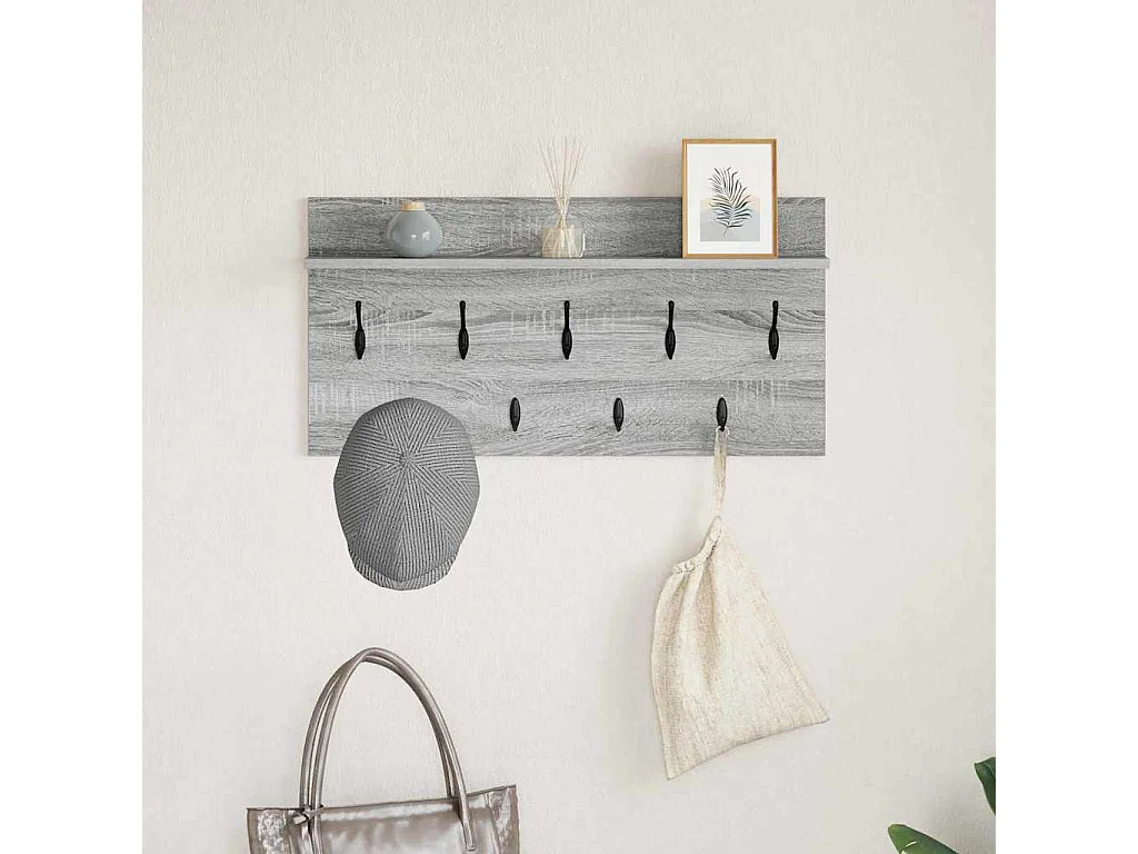 Appendiabiti da parete Sonoma con ripiano, grigio, 80 x 40 x 12 cm