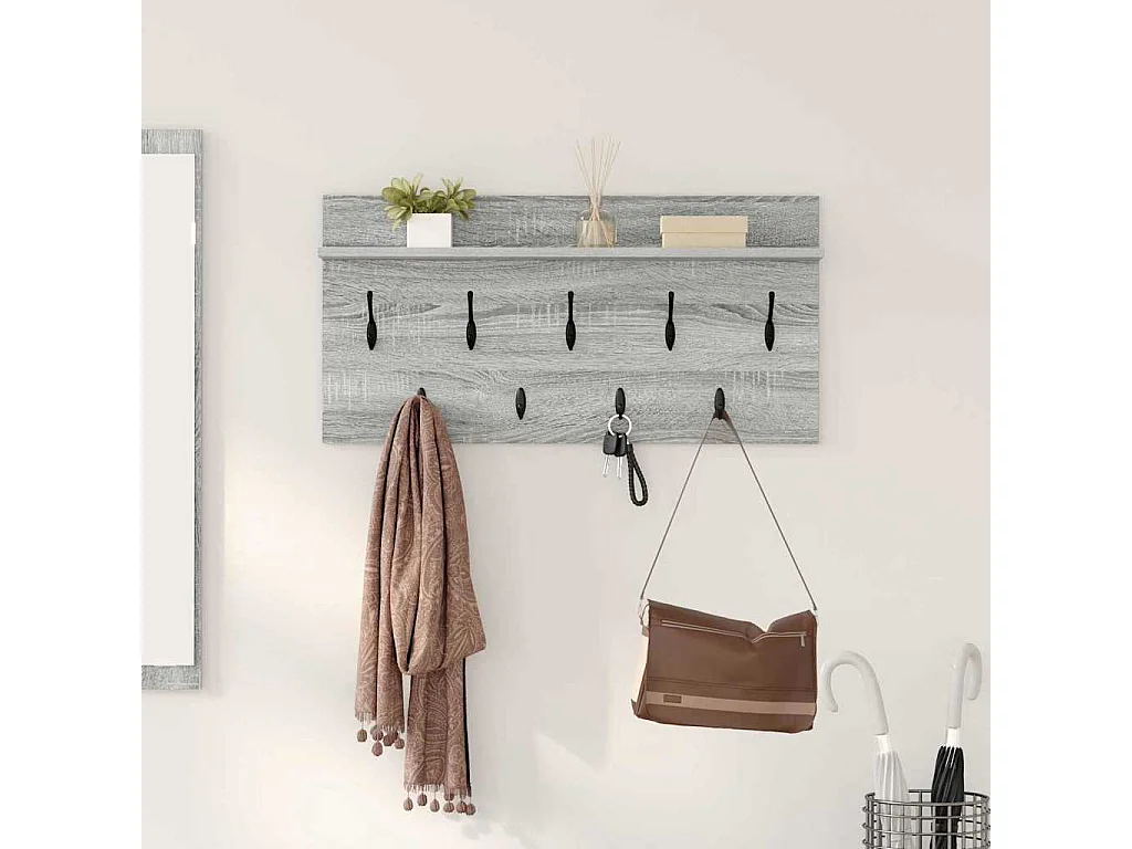 Porte-manteau mural avec étagère Sonoma gris 80 x 40 x 12 cm