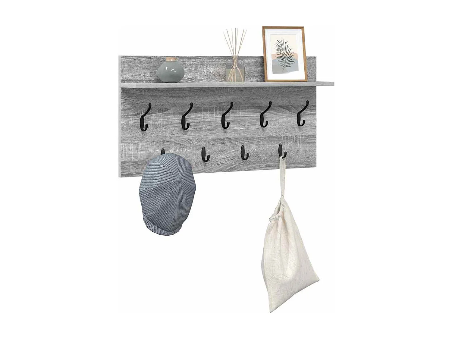 Porte-manteau mural avec étagère Sonoma gris 80 x 40 x 12 cm