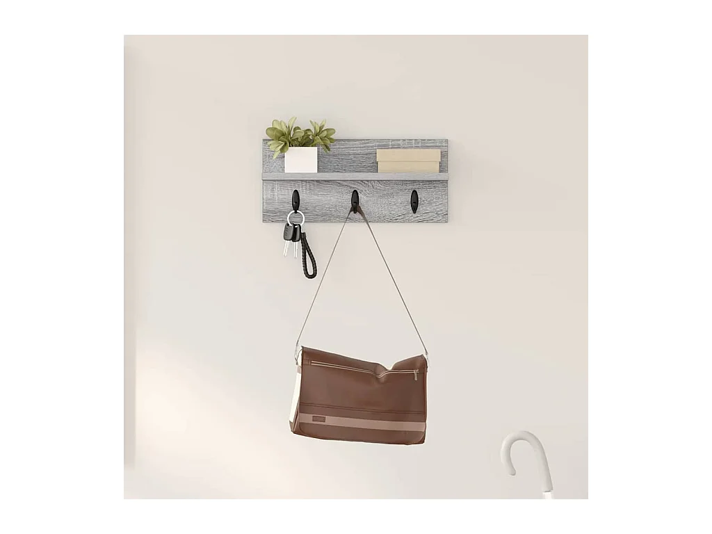 Sonoma wandkapstok met plank, grijs, 40 x 10,5 x 18 cm