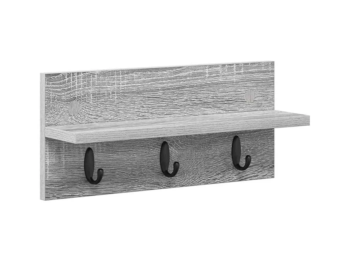 Sonoma wandkapstok met plank, grijs, 40 x 10,5 x 18 cm