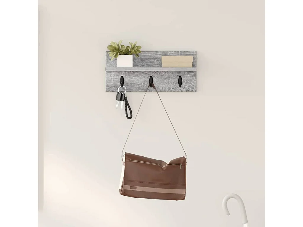 Porte-manteau mural avec étagère Sonoma gris 40 x 10.5 x 18 cm