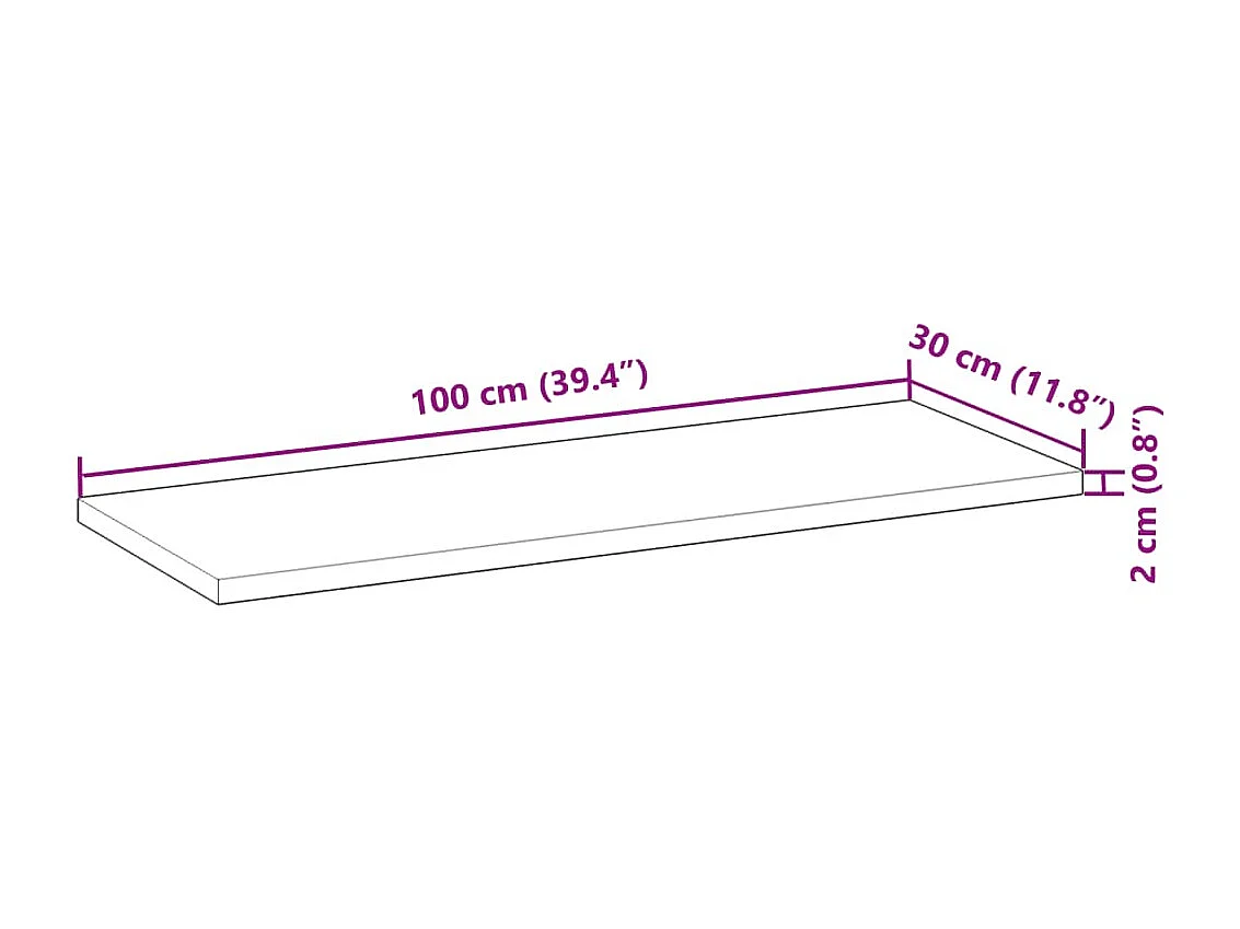 Zwevende plank 100x30x2 cm massief onbehandeld acaciahout