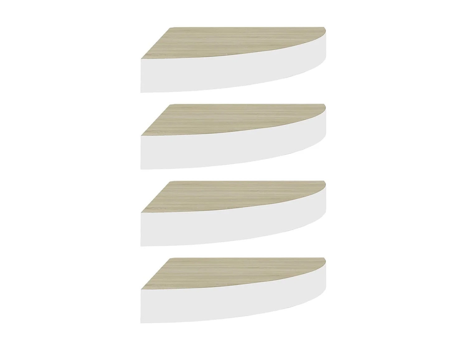 Estantes de esquina de pared 4 piezas Roble y blanco 25x25x3,8 cm MDF