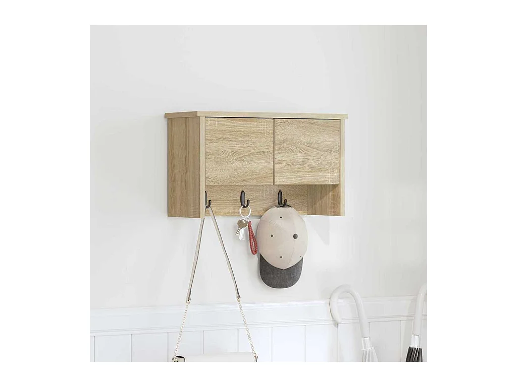 Appendiabiti da parete con ripiano in rovere Sonoma 50 x 20 x 30 cm