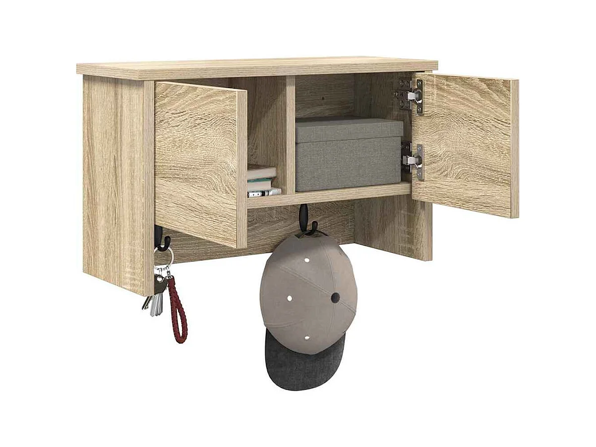 Appendiabiti da parete con ripiano in rovere Sonoma 50 x 20 x 30 cm