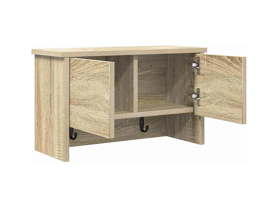 Appendiabiti da parete con ripiano in rovere Sonoma 50 x 20 x 30 cm