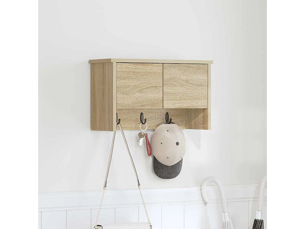 Appendiabiti da parete con ripiano in rovere Sonoma 50 x 20 x 30 cm
