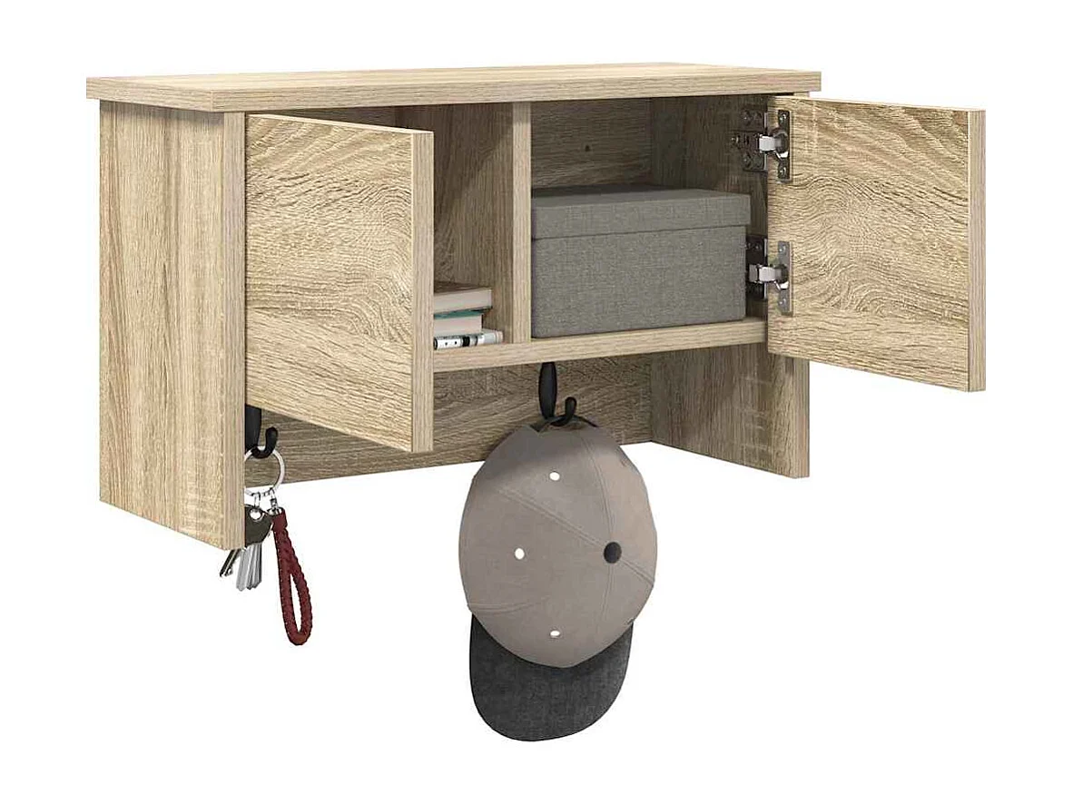Appendiabiti da parete con ripiano in rovere Sonoma 50 x 20 x 30 cm