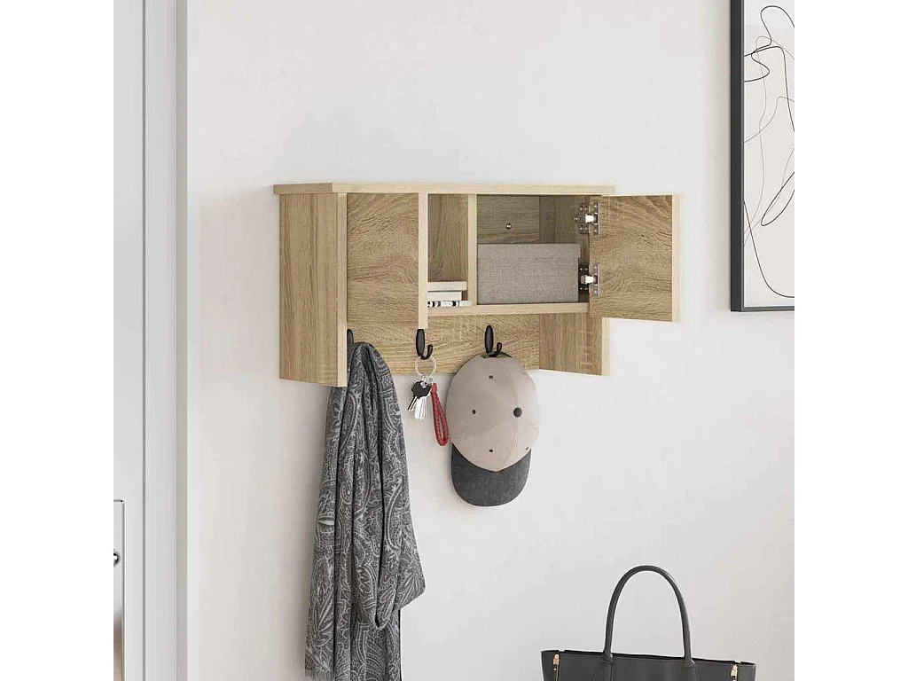 Appendiabiti da parete con ripiano in rovere Sonoma 50 x 20 x 30 cm