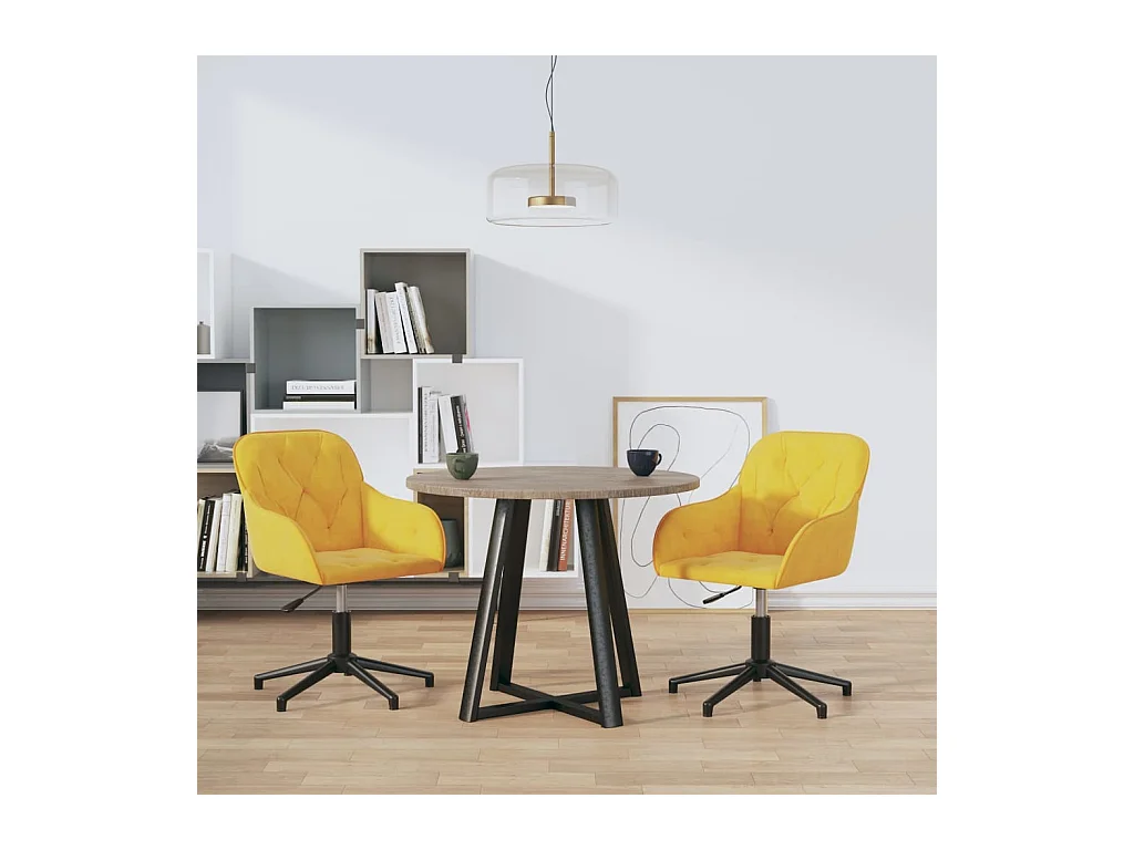 Chaises pivotantes à manger lot de 2 Jaune Velours