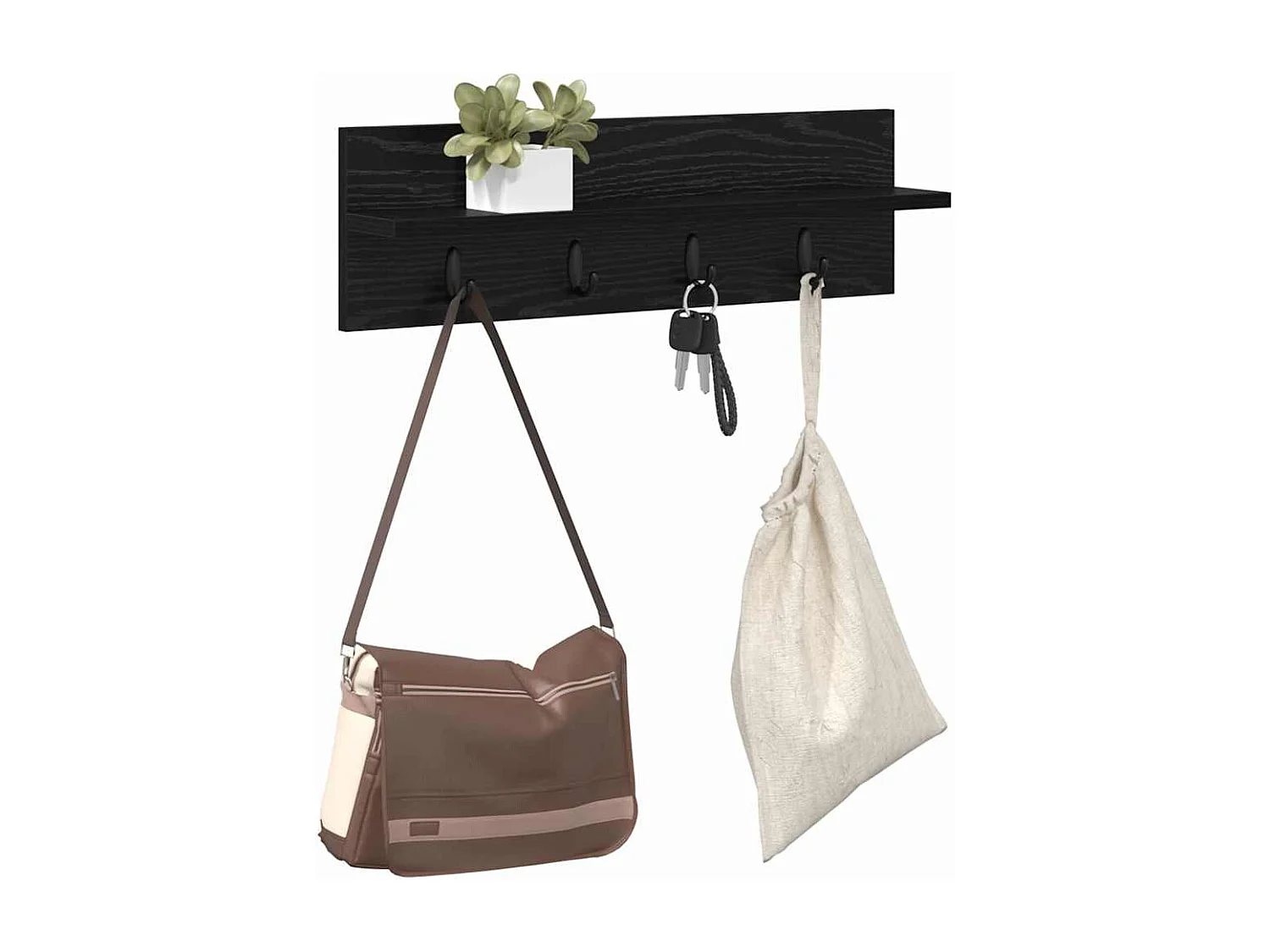 Porte-manteau mural avec étagère Chêne noir 60 x 10.5 x 18 cm